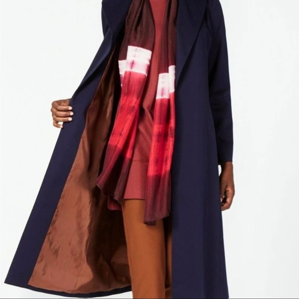 EILEEN FISHER $498 NWT Belt Navy Blue Trench Coat - Picture 4 of 15